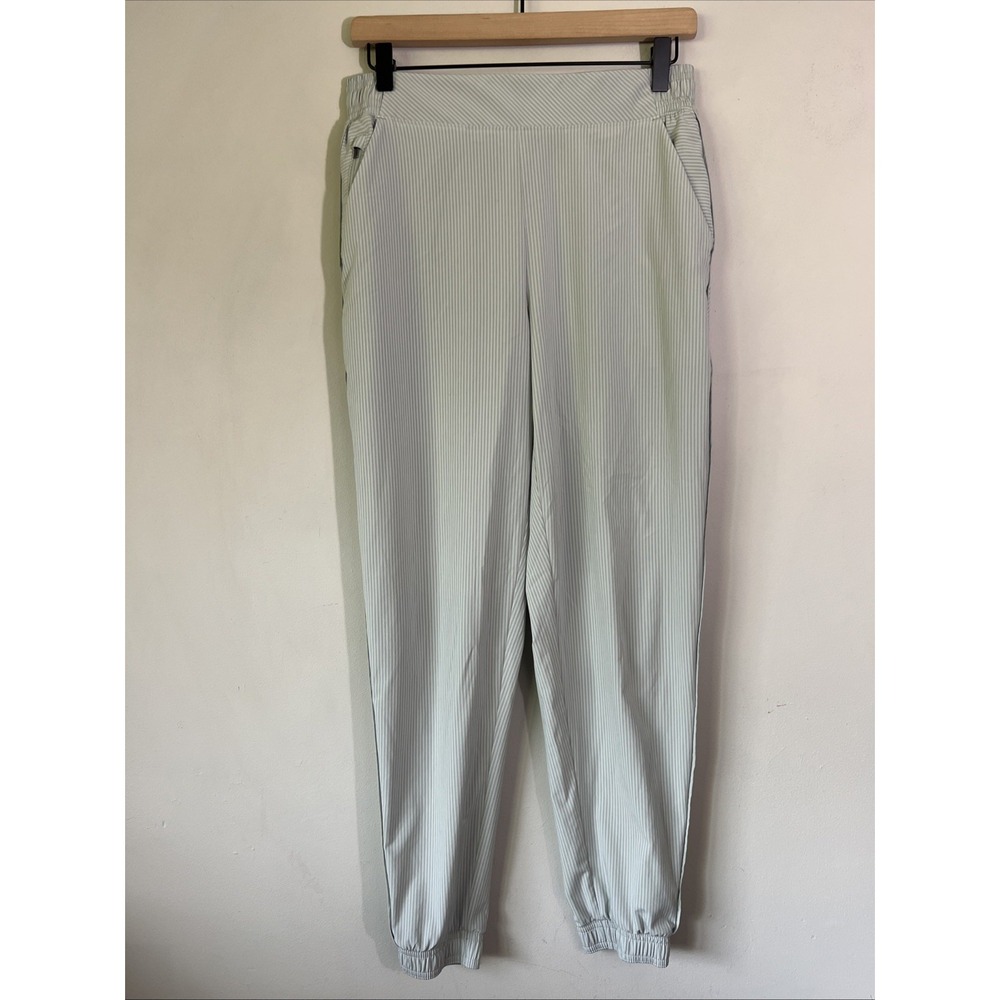 Athleta Brooklyn Textured Jogger City Stripe Pants Womens 8 Pull On Zip Pockets